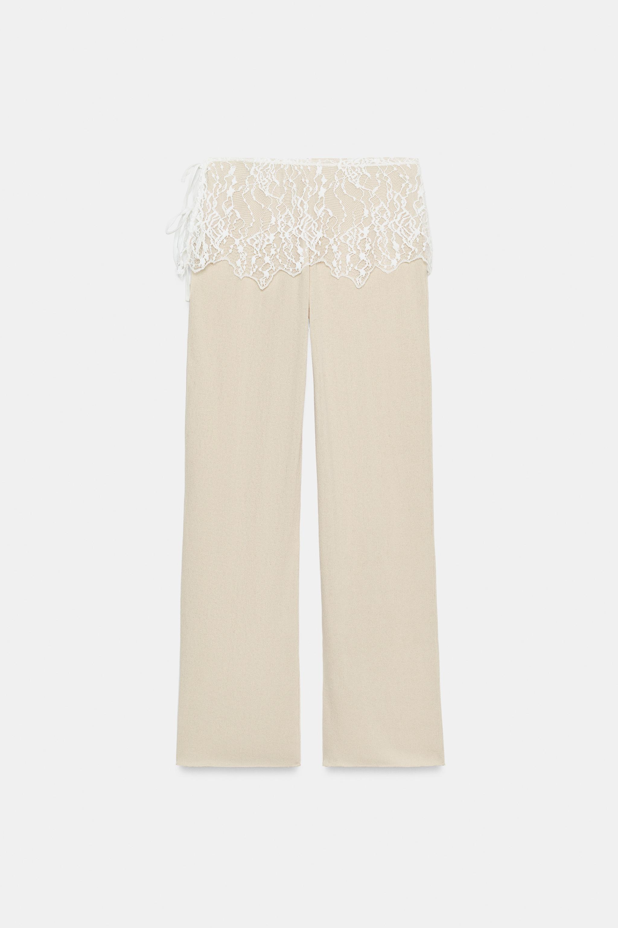 PANTALON CÔTELÉ DENTELLE